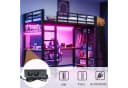Flieks Hochbett Metallbett 90x200 mit Schreibtisch, LED & Stauraum Bild 3