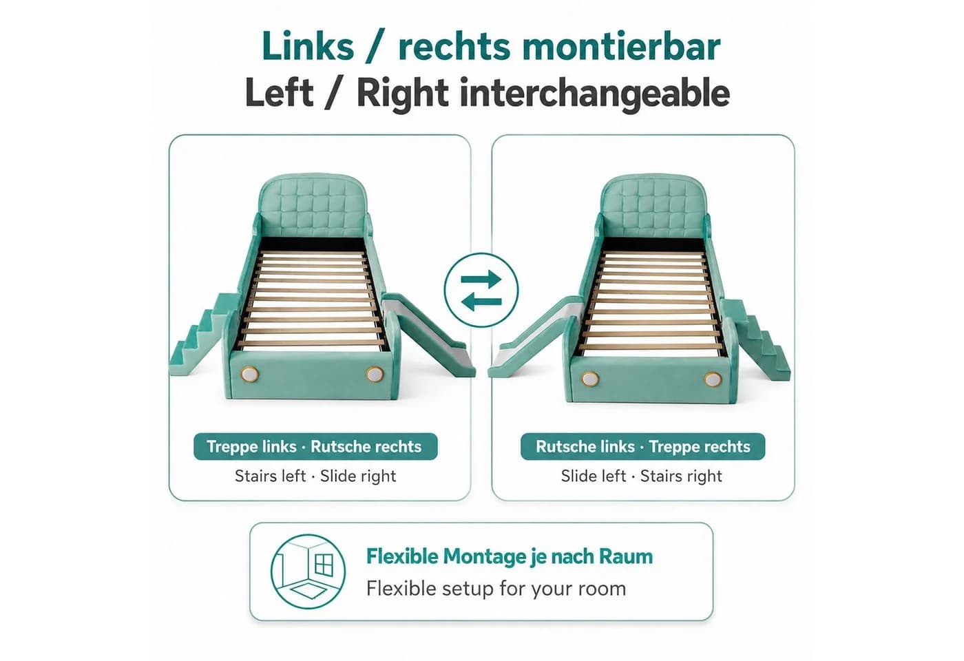 Flieks Polsterbett Autobett mit Rutsche und Treppe - Bild 5
