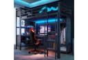 Flieks Hochbett 90x200cm mit Schreibtisch, Kleiderschrank, LED & USB Schwarz Bild 2