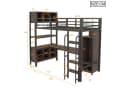 Flieks Hochbett 90x200cm mit Schreibtisch, Kleiderschrank, LED & USB Schwarz Bild 5