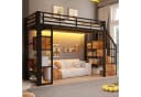 Flieks Hochbett Metallbett 90x200cm mit LED-Lichtleiste und Stauraumtreppe Bild 3