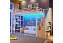 Flieks Hochbett Metall weiß mit LED, Stauraumtreppe & Ablage Bild 2