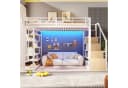 Flieks Hochbett Metallbett 140x200cm mit LED-Lichtleiste und Stauraumtreppe Bild 1