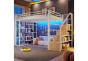Flieks Hochbett Metallbett 140x200cm mit LED-Lichtleiste und Stauraumtreppe Bild 2