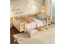 Flieks Massivholzbett Kinderbett 90x200cm mit Schubladen und Schutzgitter Beige Bild 1