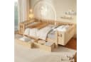 Flieks Massivholzbett Kinderbett 90x200cm mit Schubladen und Schutzgitter Beige Bild 2