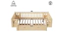 Flieks Massivholzbett Kinderbett 90x200cm mit Schubladen und Schutzgitter Beige Bild 5