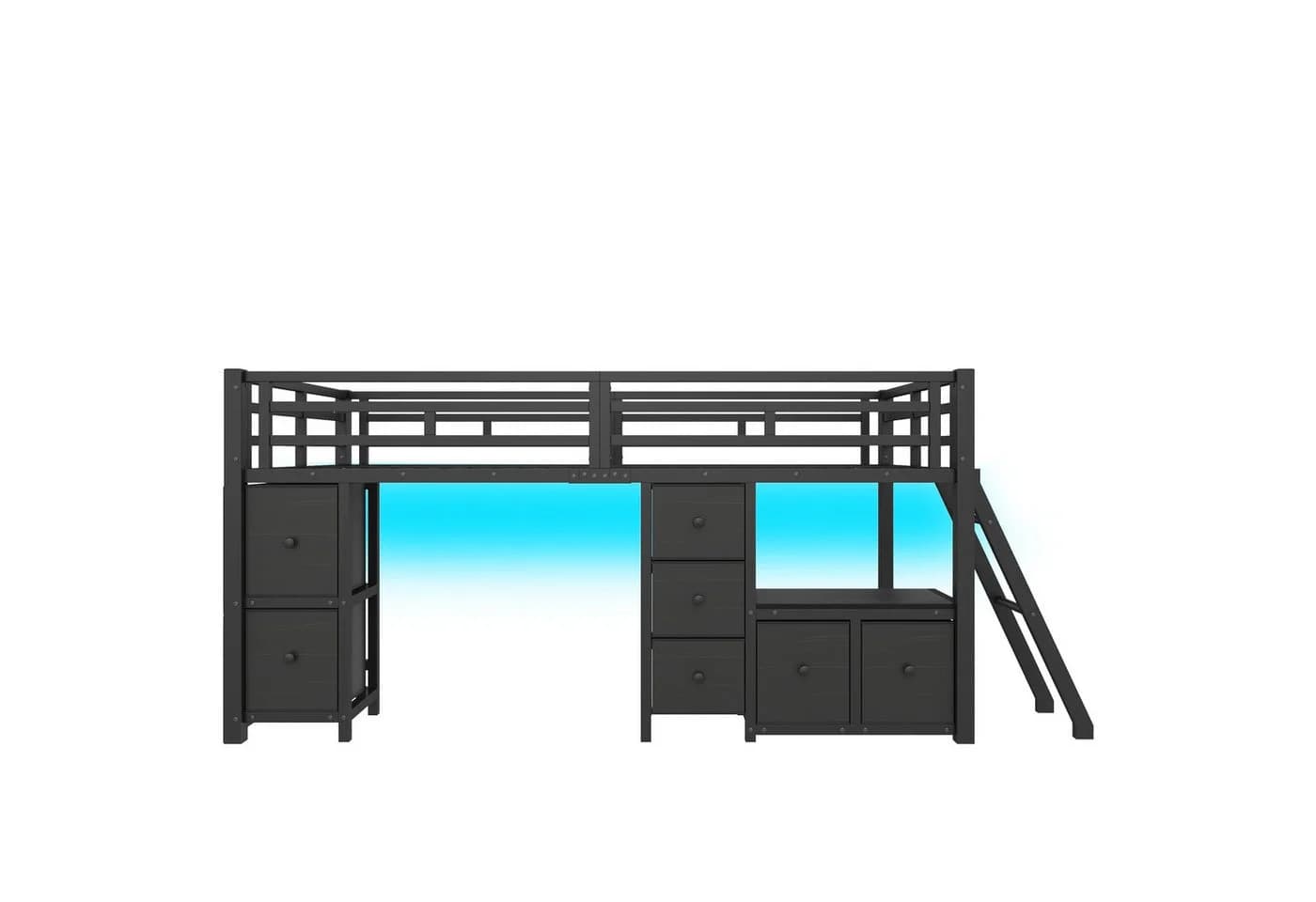 Flieks Hochbett Metallbett mit 7 Schubladen und LED-Beleuchtung - Bild 5