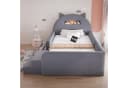 Flieks Polsterbett 90x200 Ohrenform Samt Grau mit Schubladen & USB Bild 3