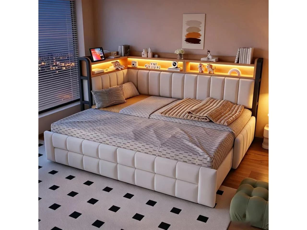 Flieks Daybett mit LED, Samt-Bezug und Schubladen - Bild 3