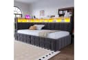 Flieks Daybett LED Polsterbett Schlafsofa grau Samt Bild 1
