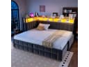 Flieks Daybett LED Polsterbett Schlafsofa grau Samt Bild 3