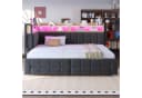 Flieks Daybett LED Polsterbett Schlafsofa grau Samt Bild 4