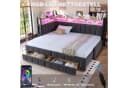 Flieks Daybett LED Polsterbett Schlafsofa grau Samt Bild 5
