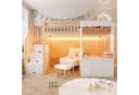 Flieks Hochbett Kinderbett Laden-Design 90x200cm mit Schrank und Stauraumtreppe Bild 3