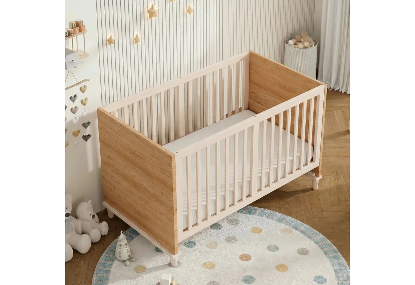 Flieks Babybett Beige mit 5-stufiger Höhenverstellung