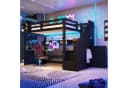Flieks Hochbett mit Stauraumtreppe und LED-Beleuchtung Schwarz Bild 2