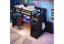 Flieks Hochbett mit Stauraumtreppe und LED-Beleuchtung Schwarz Bild 3