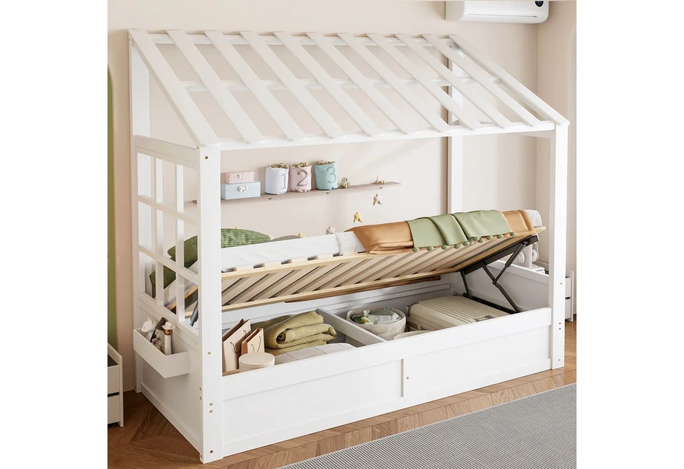 Flieks Kinderbett Hausform Weiß mit Stauraum - Bild 2