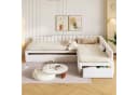Flieks Polsterbett L-förmig Beige Samt mit Ausziehbett & Schublade Bild 3
