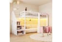 Flieks Hochbett Kinderbett 90x200cm mit Schrank und Stauraumtreppe Weiß/Rosa Bild 1