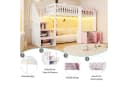 Flieks Hochbett Kinderbett 90x200cm mit Schrank und Stauraumtreppe Weiß/Rosa Bild 5