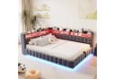Flieks Polsterbett 140x200cm mit Stauraum, LED & USB dunkelgrau Bild 1