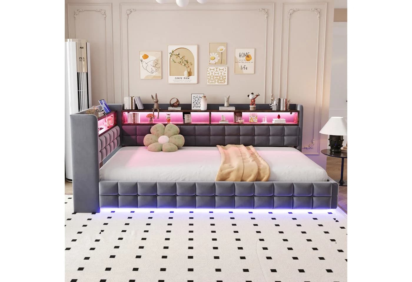 Flieks Daybett Polsterbett grau mit Stauraum und LED - Bild 3