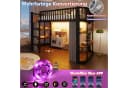 Flieks Hochbett Metallbett 90x200cm mit LED-Beleuchtung und Vorhängen Bild 5