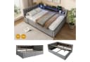 Flieks Daybett Polsterbett Schlafsofa 140x200 grau mit Hydraulik und LED Bild 2