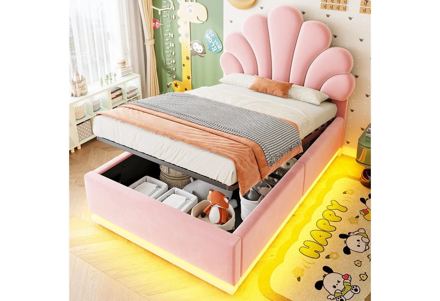 Flieks Polsterbett Rosa mit LED-Leiste & Stauraum - Bild 2