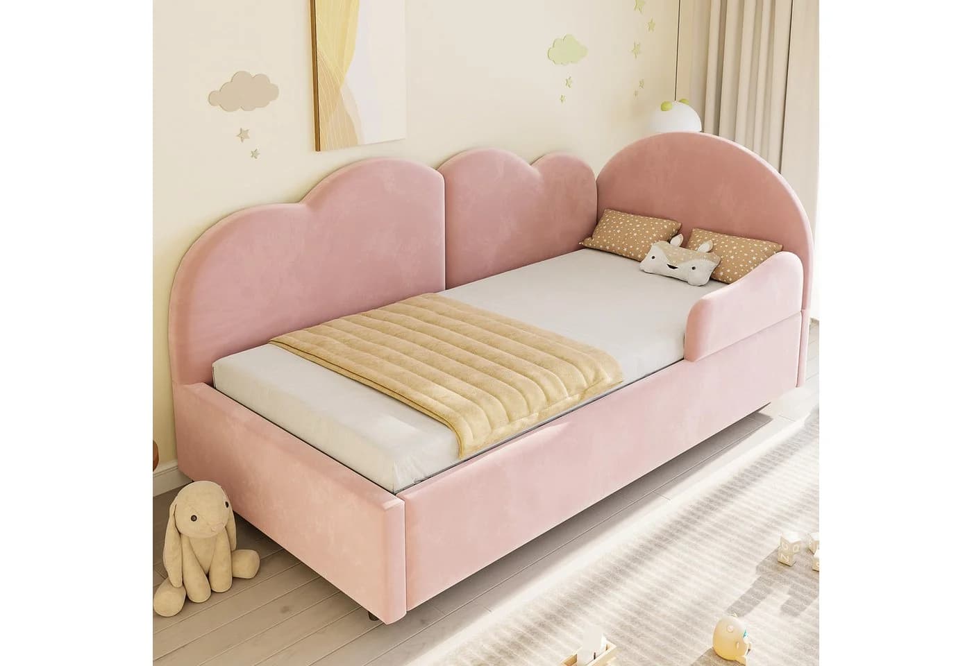 Flieks Polsterbett L-Form Daybett Rosa Samt mit Ausziehbett - Bild 3