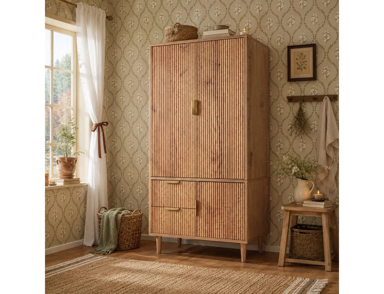 Flieks Kleiderschrank Garderobenschrank 3 Türen 2 Schubladen - Bild 2