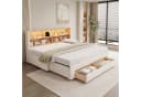 Flieks Daybett Polsterbett Beige mit Ausziehbett, 2 Schubladen & LED Bild 1