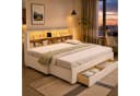 Flieks Daybett Polsterbett Beige mit Ausziehbett, 2 Schubladen & LED Bild 2