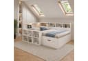 Flieks Holzbett Kinderbett 90x200cm Weiß mit Stauraum und Leselicht Bild 1
