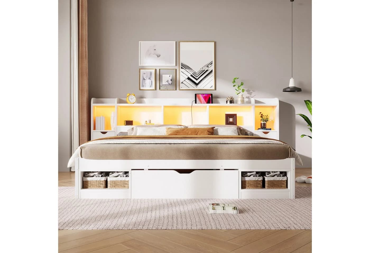 Flieks Stauraumbett 180x200 weiß mit 3 Schubladen und LED - Bild 4