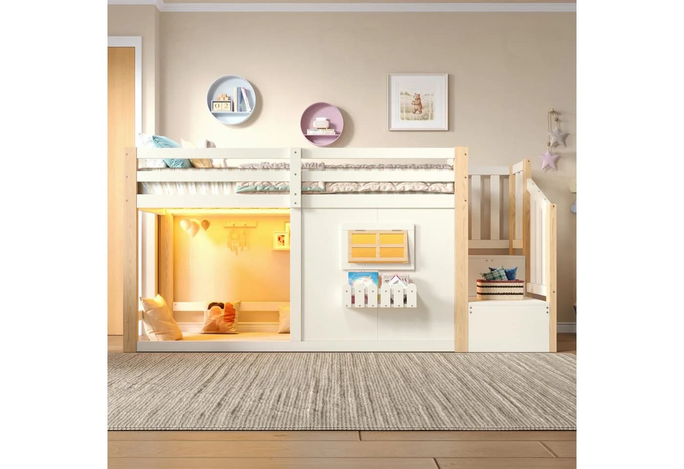 Flieks Hochbett Hausform 90x200 mit LED & Stauraumtreppe - Bild 3