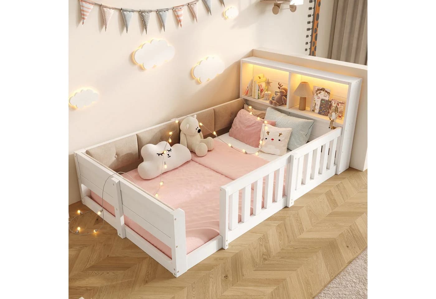 Flieks Kinderbett mit LED-Lichtleiste und Gitterdesign - Bild 2