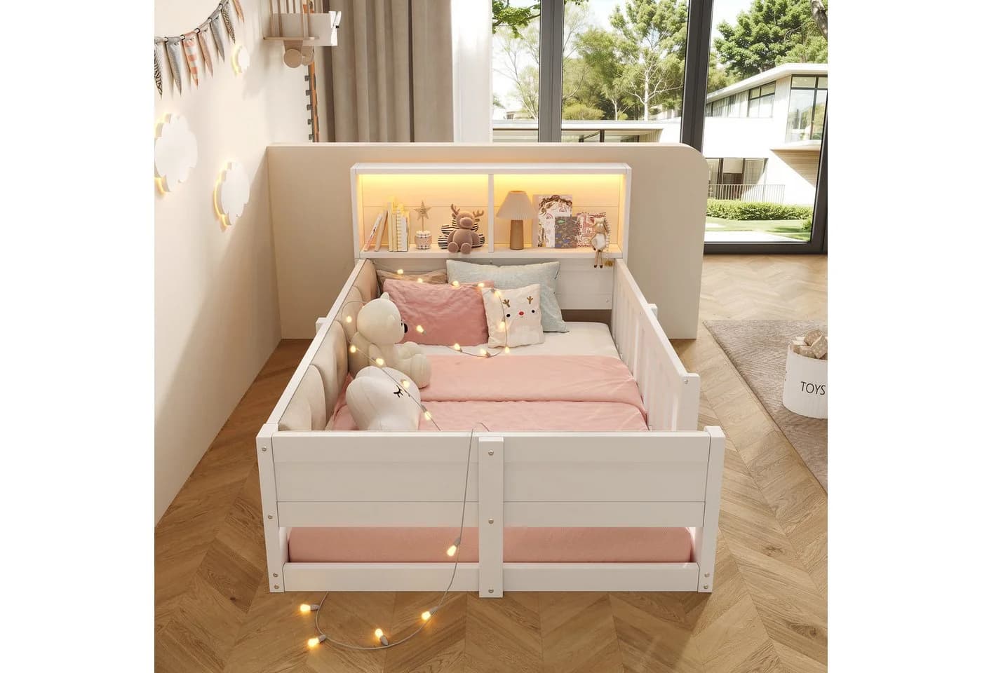 Flieks Kinderbett mit LED-Lichtleiste und Gitterdesign - Bild 3