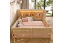 Flieks Kinderbett Bodenbett mit LED-Lichtleiste und Gitter Beige Bild 3