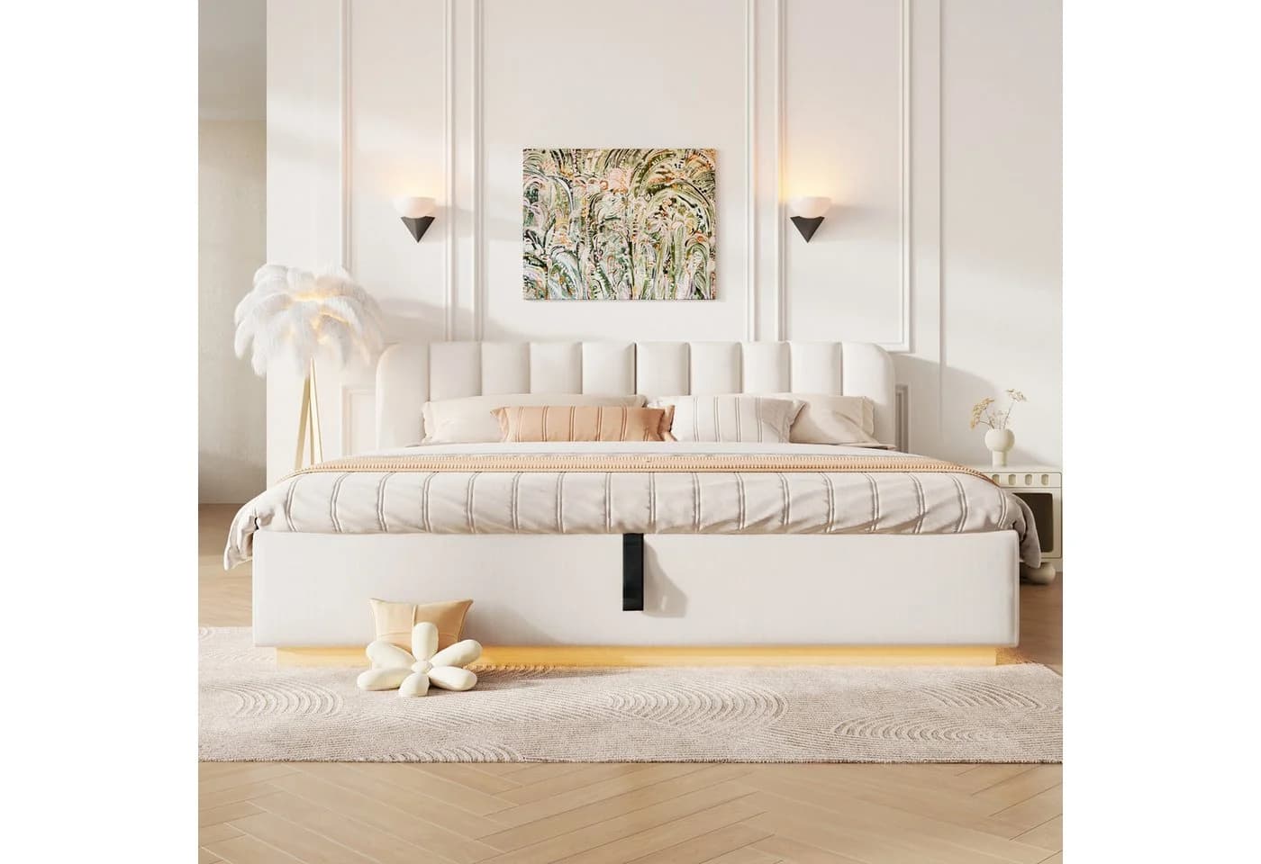 Flieks Polsterbett 180x200 mit LED und Stauraum Beige - Bild 3