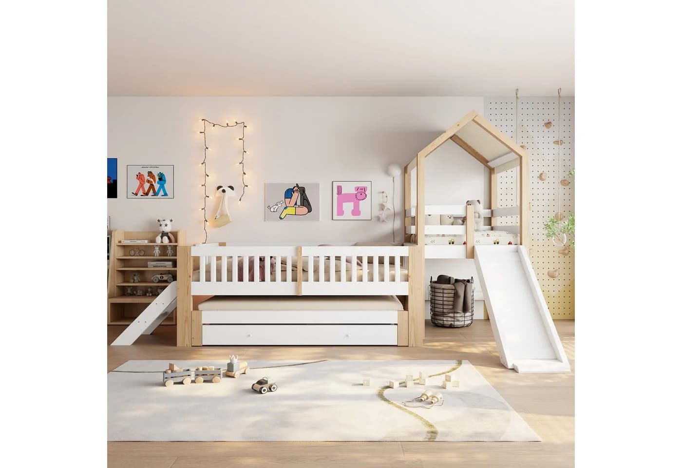 Flieks Kinderbett Massivholz mit Ausziehbett, Rutsche & Schubladen - Bild 3