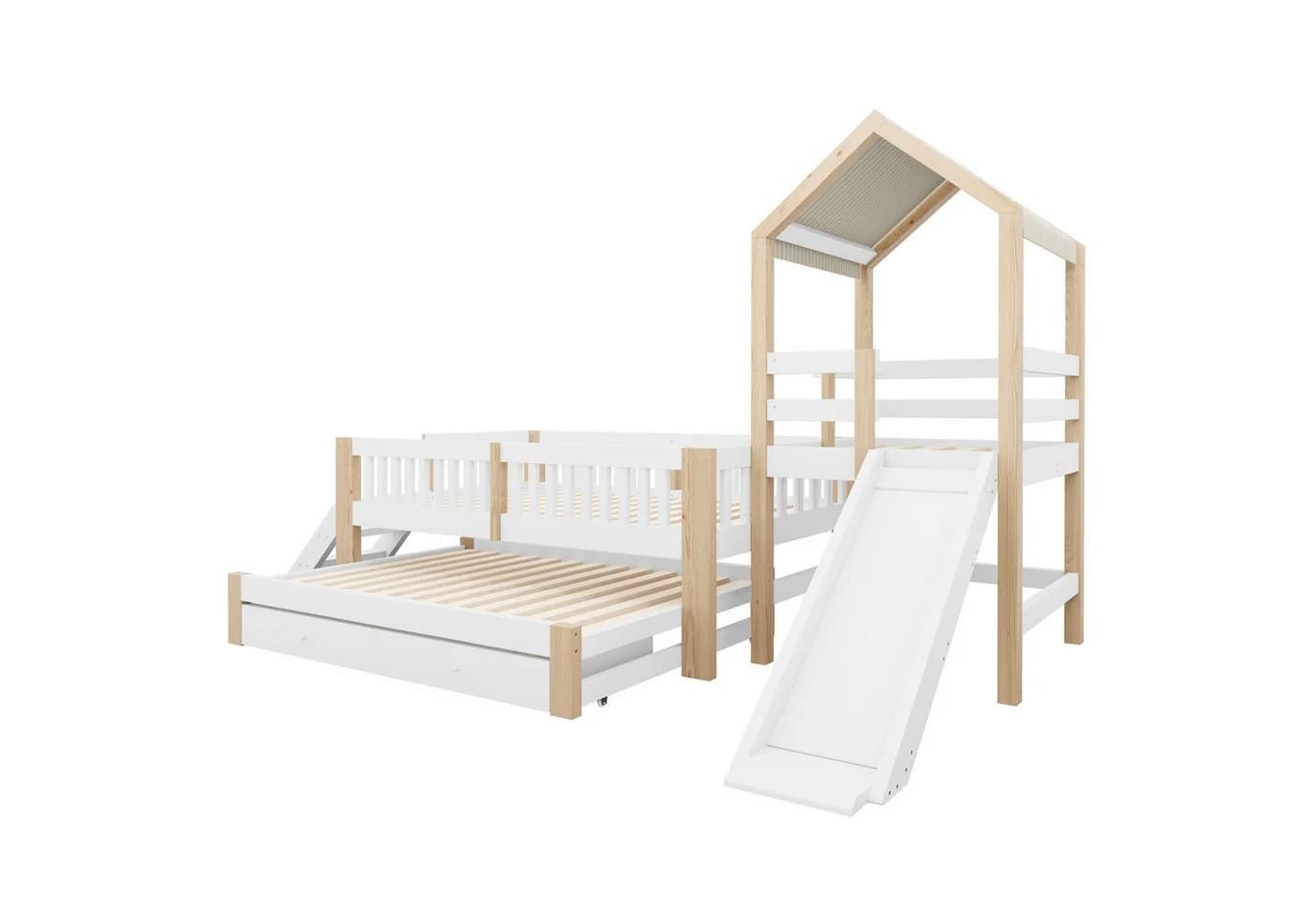 Flieks Kinderbett Massivholz mit Ausziehbett, Rutsche & Schubladen - Bild 5