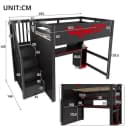 Flieks Hochbett Gaming 140x200cm mit Schreibtisch LED & Stauraumtreppe Bild 4