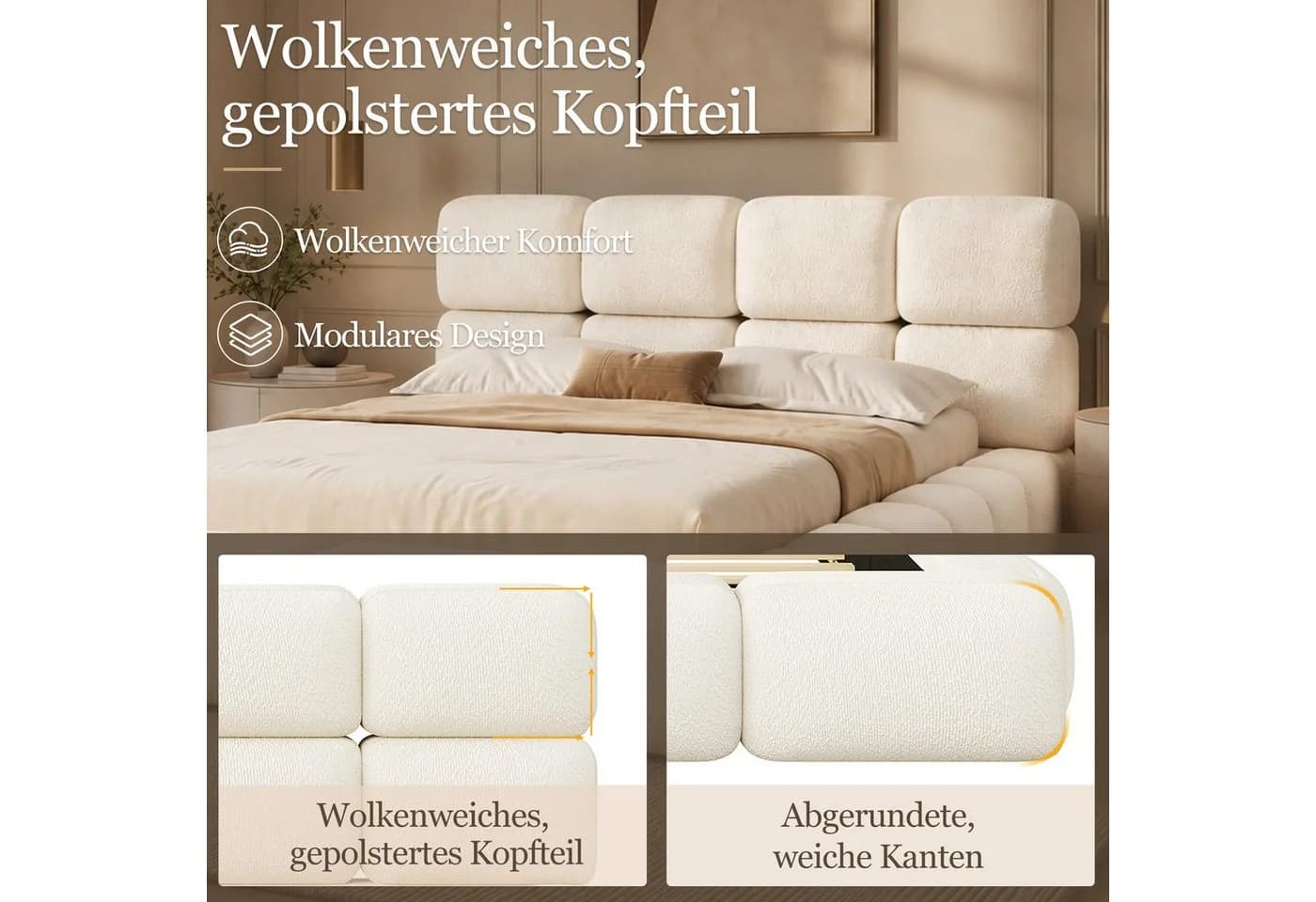 Flieks Polsterbett 160x200cm Wolken-Design mit Lattenrost - Bild 3