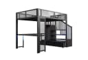 Flieks Hochbett Metallbett 140x200cm mit Schreibtisch, Stauraumtreppe, LED & USB Bild 5