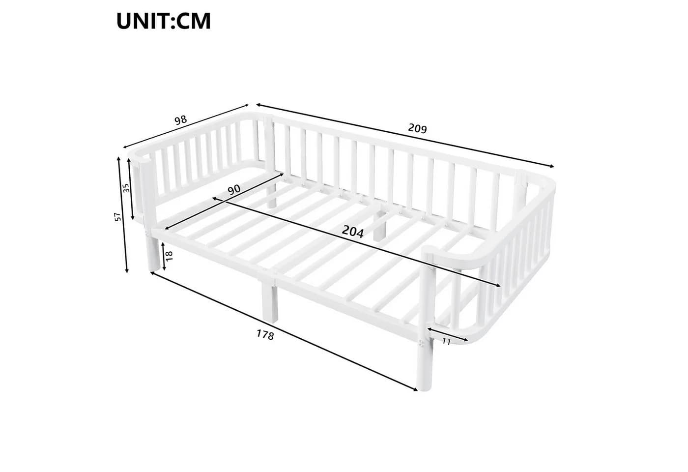 Flieks Kinderbett Metall 90x200cm mit Lattenrost und Sicherheitsgeländer - Bild 4
