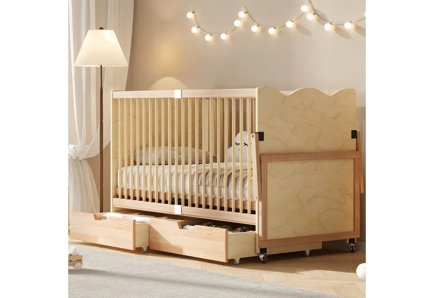 Flieks Babybett Kiefernholz 70x140cm mit Schubladen & Wickeltisch - Bild 3
