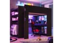 Flieks Hochbett Gamingbett 140x200 mit Schreibtisch Kleiderschrank LED Bild 2